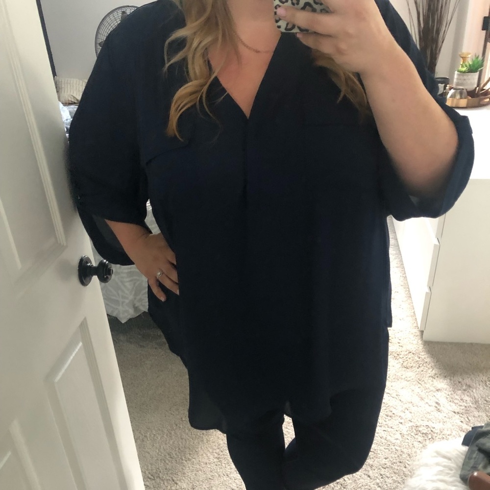 Torrid 3/4 Navy Blue Blouse